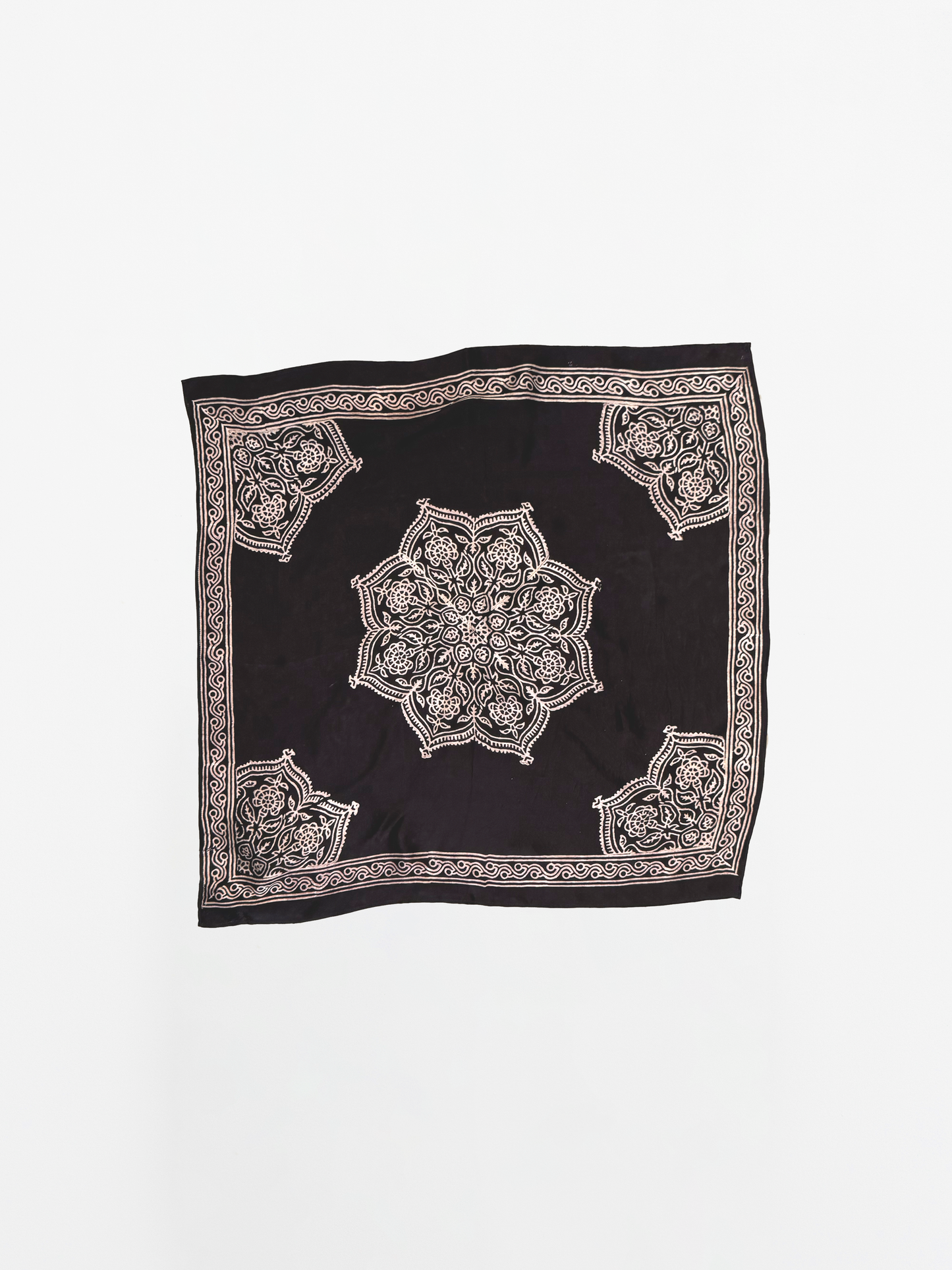 BLACK BLOCK PRINT SILK SCARF