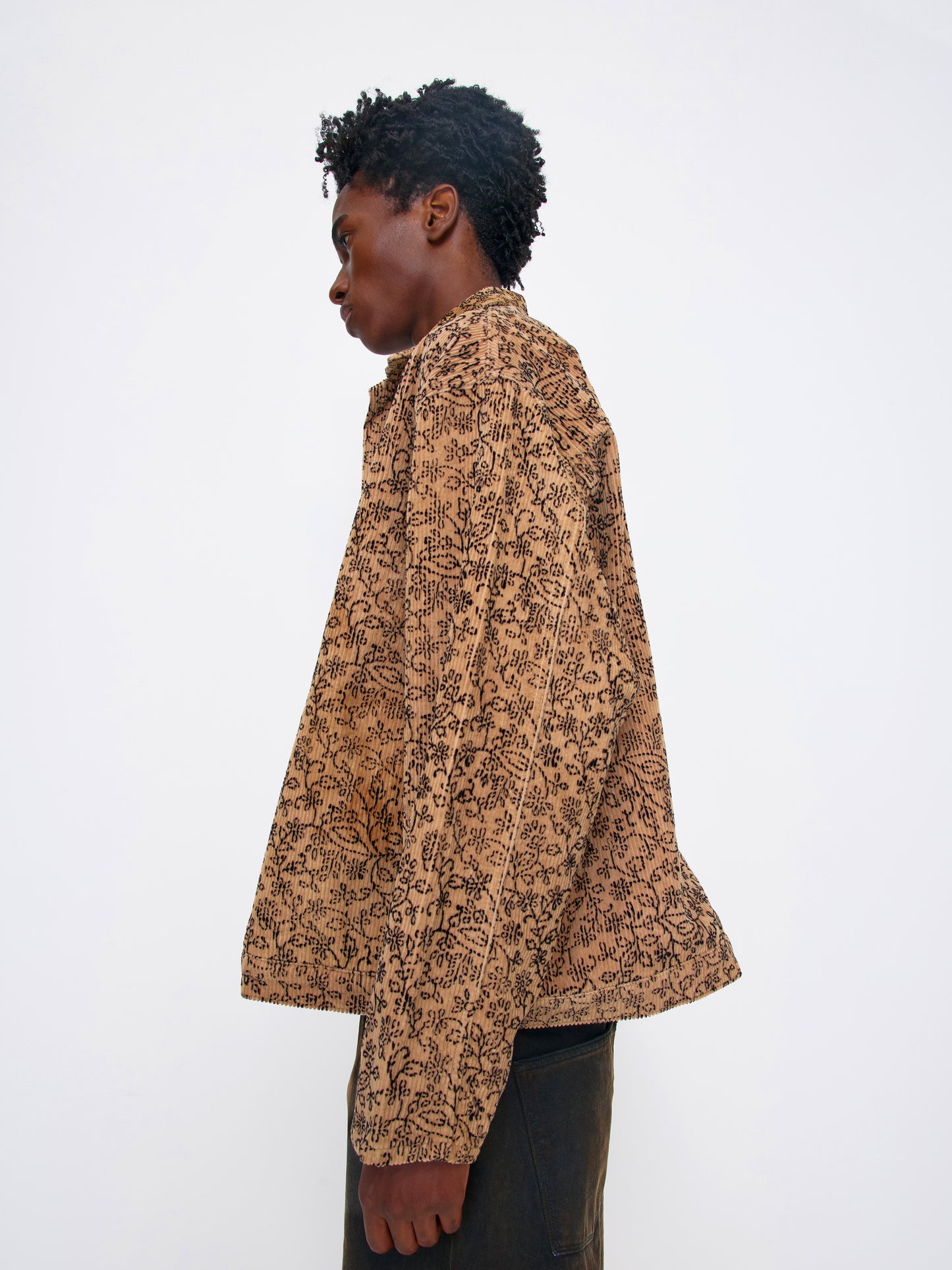 TAN BLACK UNISEX HAND BLOCK PRINT JACKET