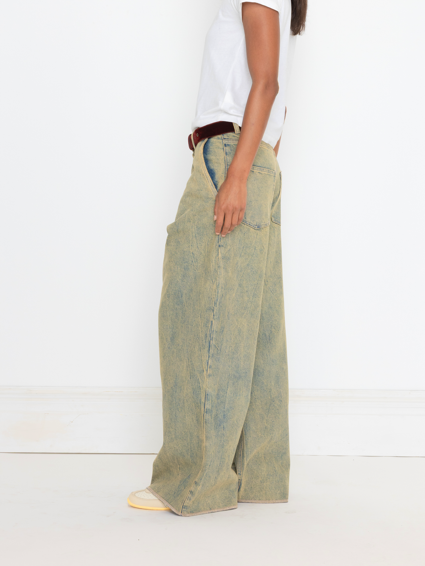 GREEN BAGGY UNISEX OVERDYED JEAN