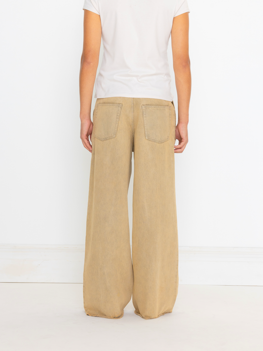 TAN BAGGY UNISEX OVERDYED JEAN