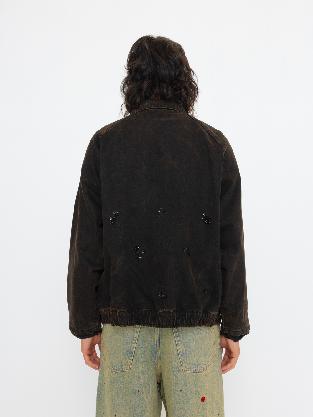 RUSTED BLACK BEADED OVERSIZED UNISEX BOMBER