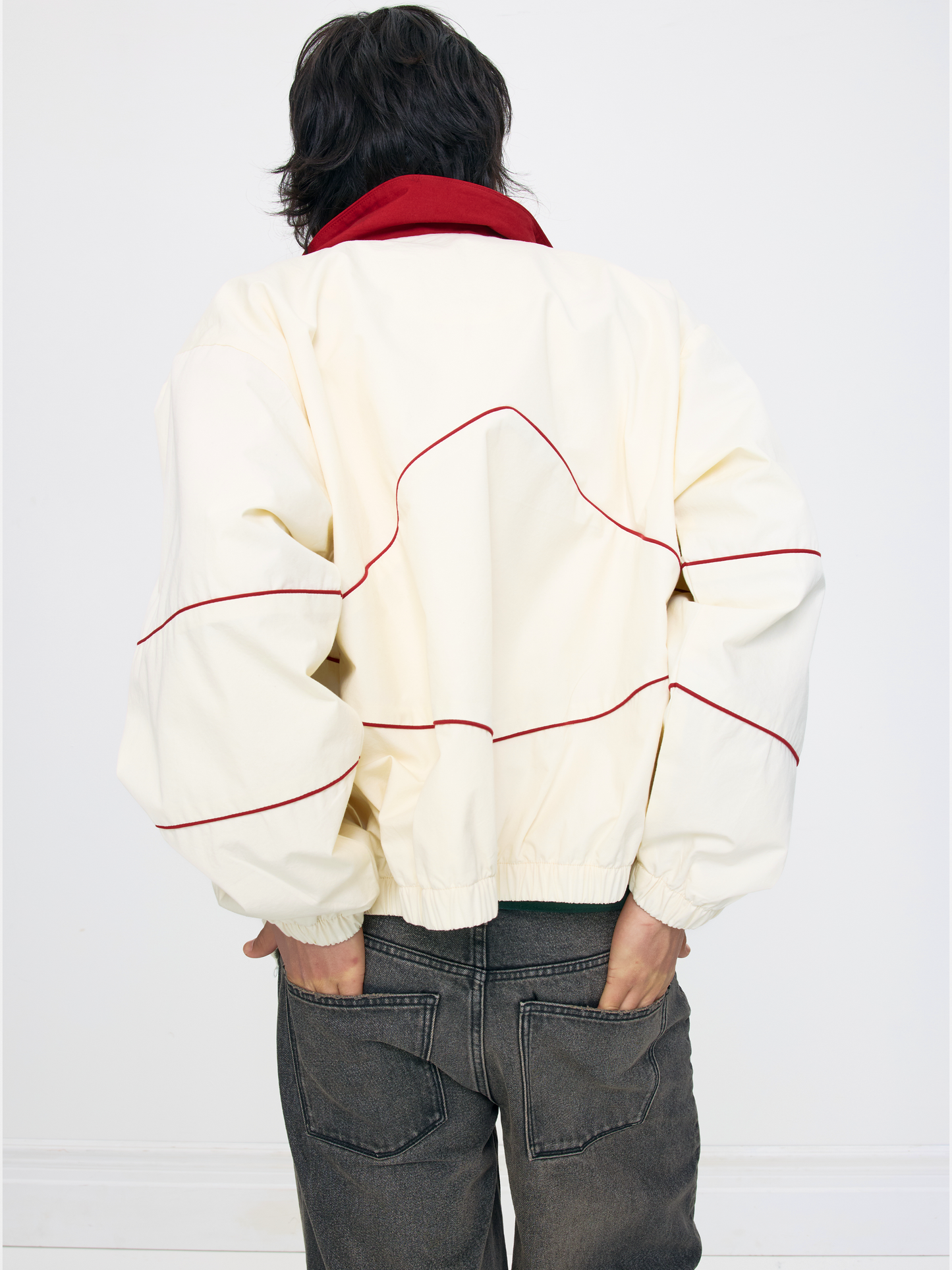 CREAM RED UNISEX FOOTBALL JACKET
