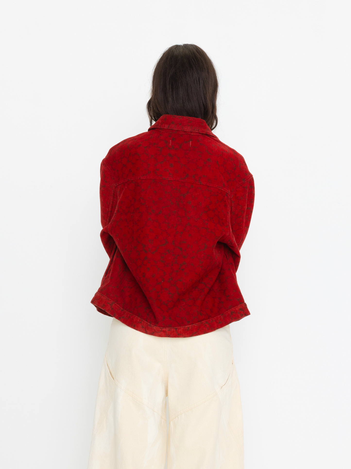 RED HAND BLOCK PRINTED UNISEX JACKET