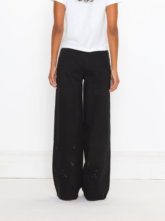 BLACK HAND BEADED UNISEX PANT