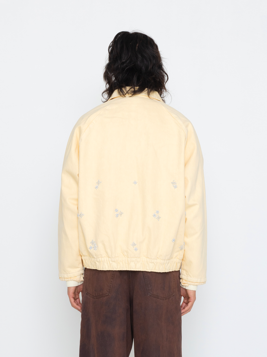 CREAM BEADED OVERSIZED UNISEX BOMBER