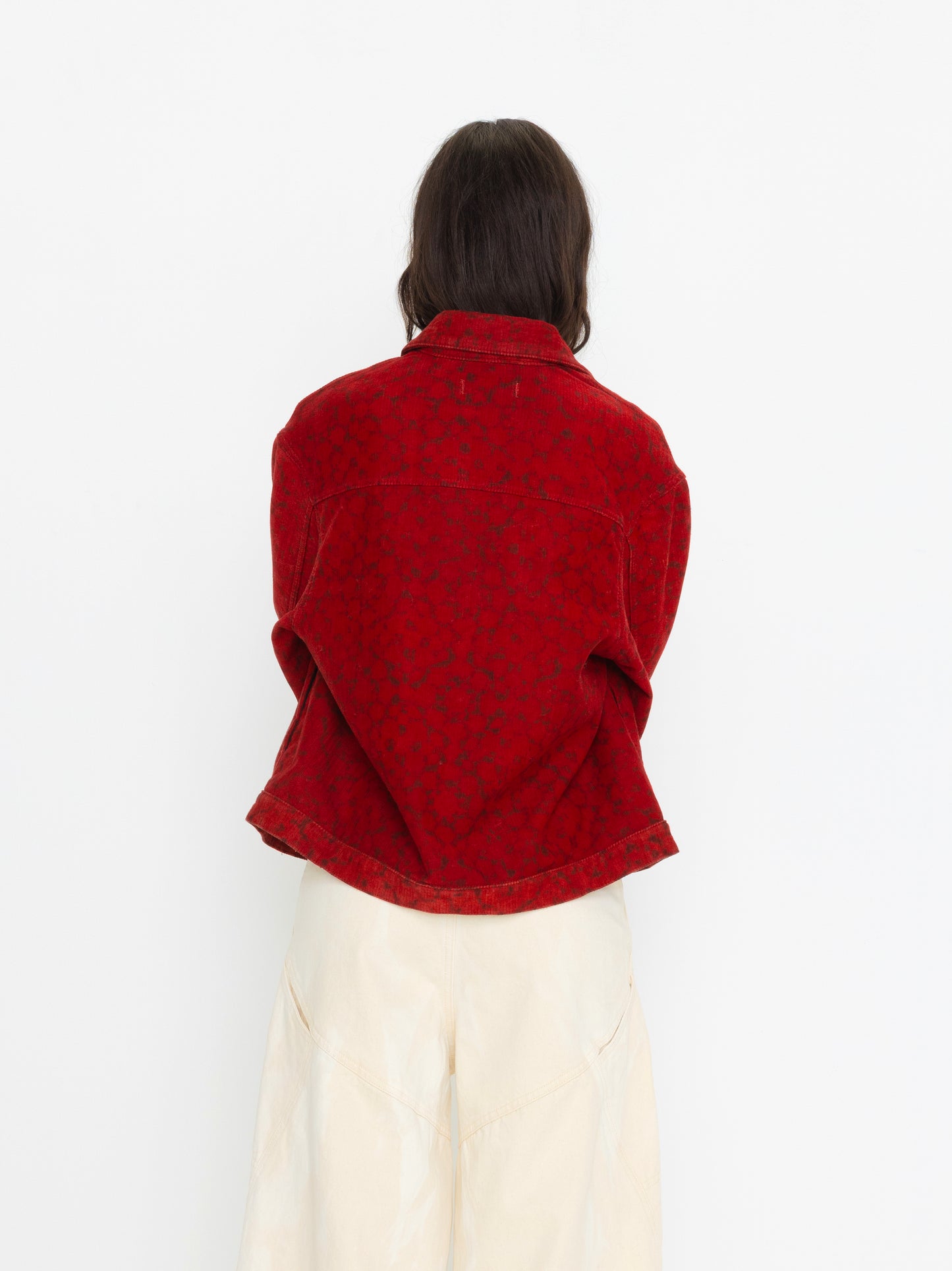 RED HAND BLOCK PRINTED UNISEX JACKET