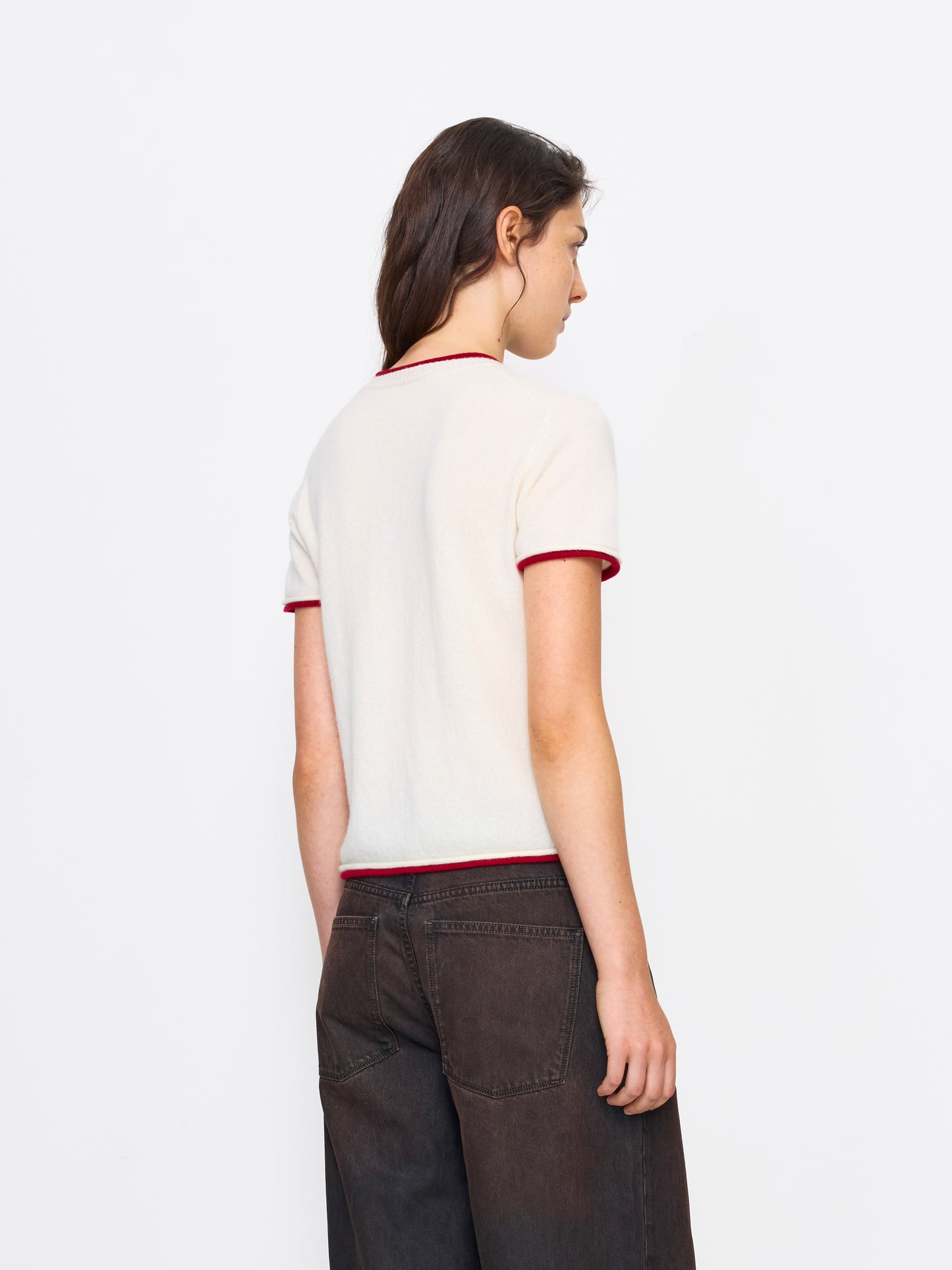 WHITE RED WOMEN'S CASHMERE SHIRT