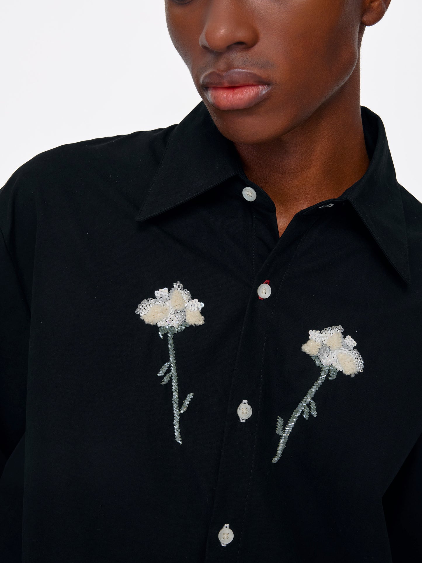BLACK BEADED UNISEX SHIRT