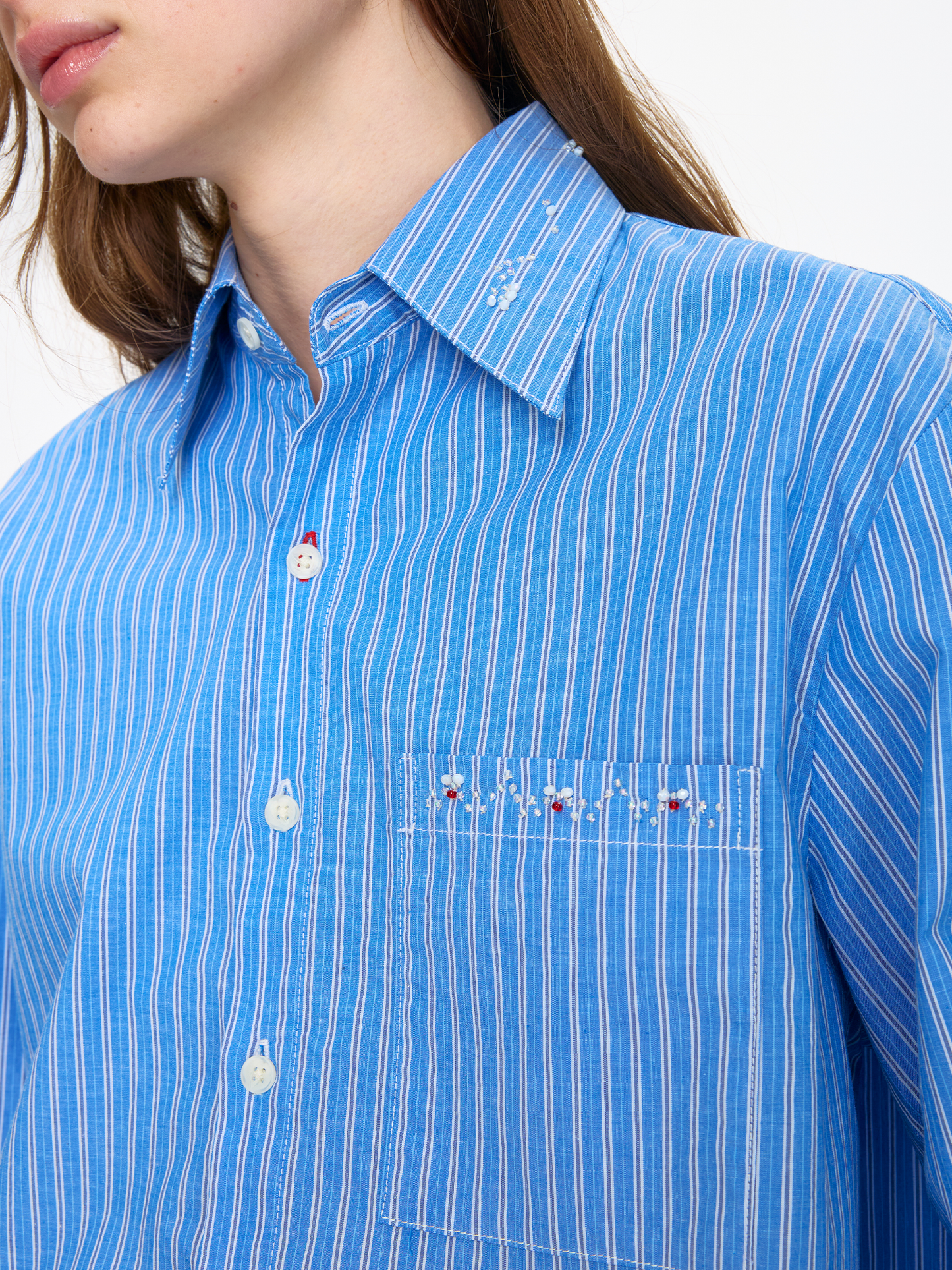 BLUE BEADED UNISEX SHIRT