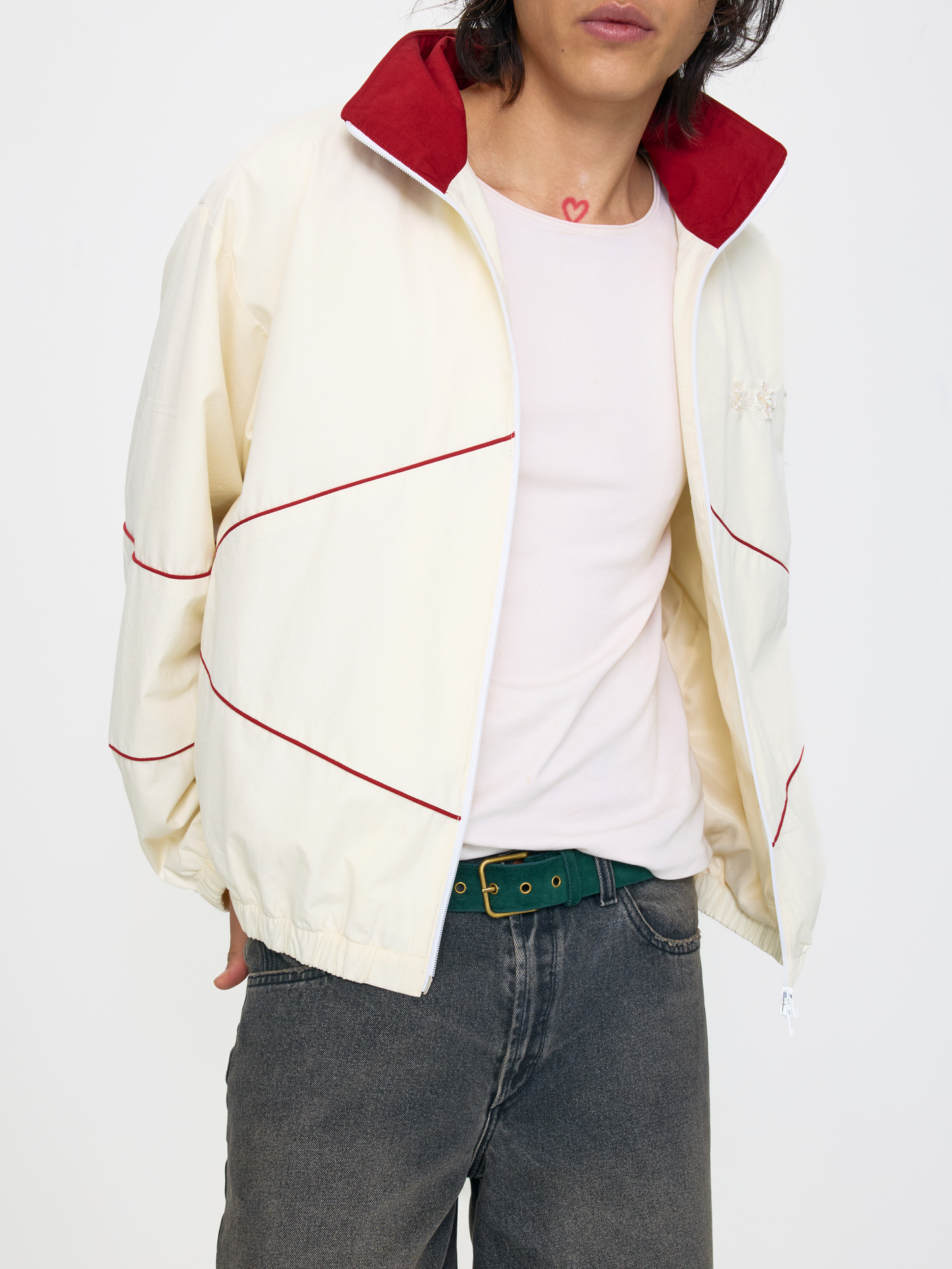 CREAM RED UNISEX FOOTBALL JACKET