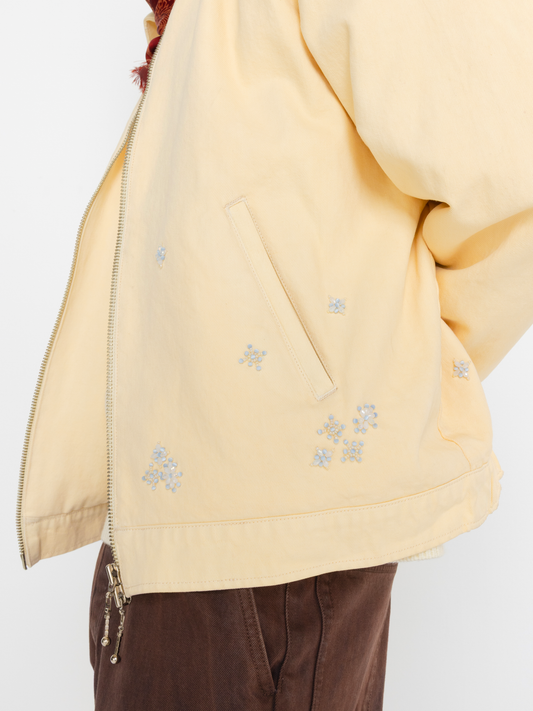 CREAM BEADED OVERSIZED UNISEX BOMBER