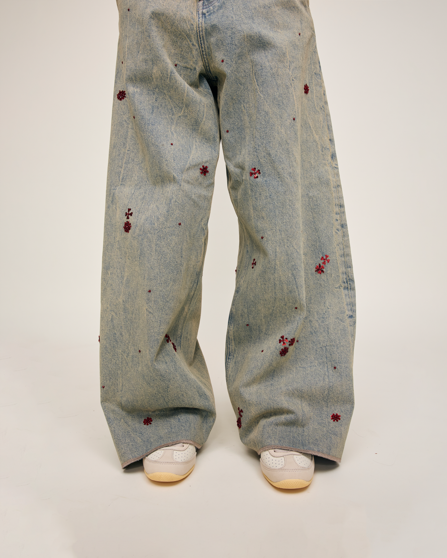 RED HAND BEADED UNISEX JEAN