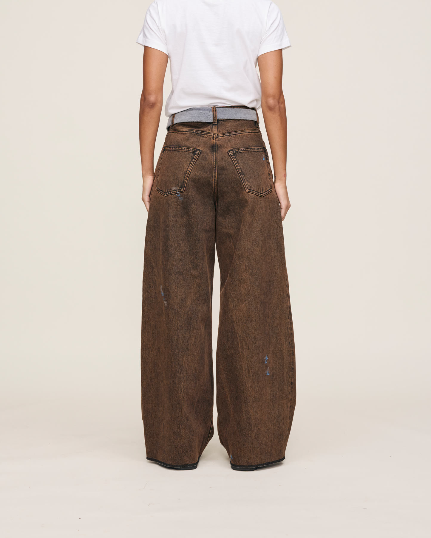 BROWN PRINTER BAGGY UNISEX JEAN