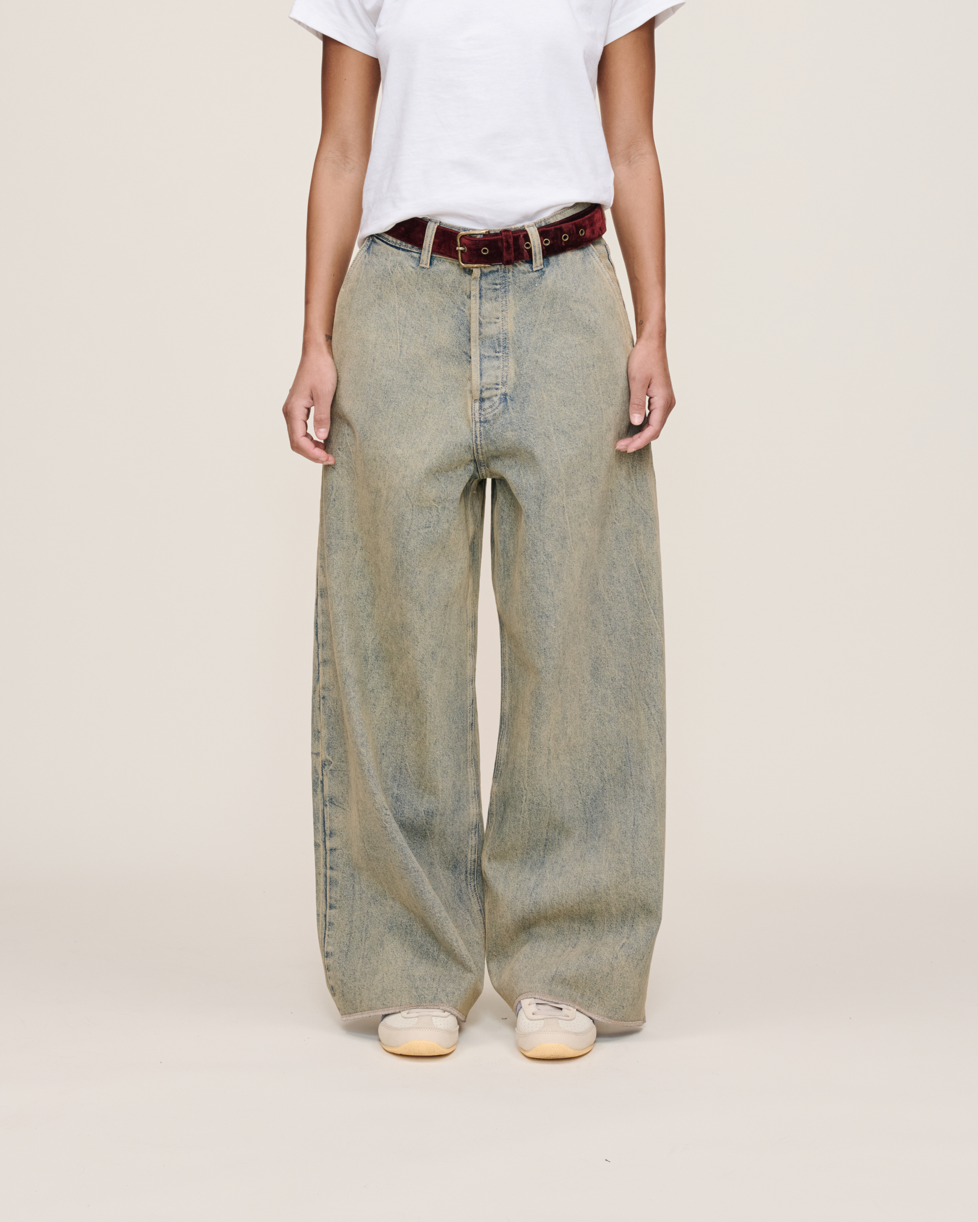 GREEN BAGGY UNISEX OVERDYED JEAN – TONE DEAF STUDIOS