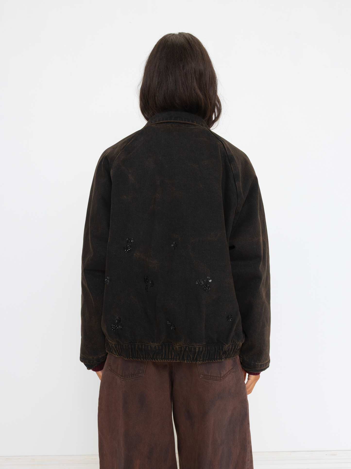 RUSTED BLACK BEADED OVERSIZED UNISEX BOMBER
