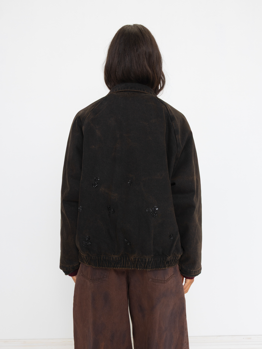 RUSTED BLACK BEADED OVERSIZED UNISEX BOMBER