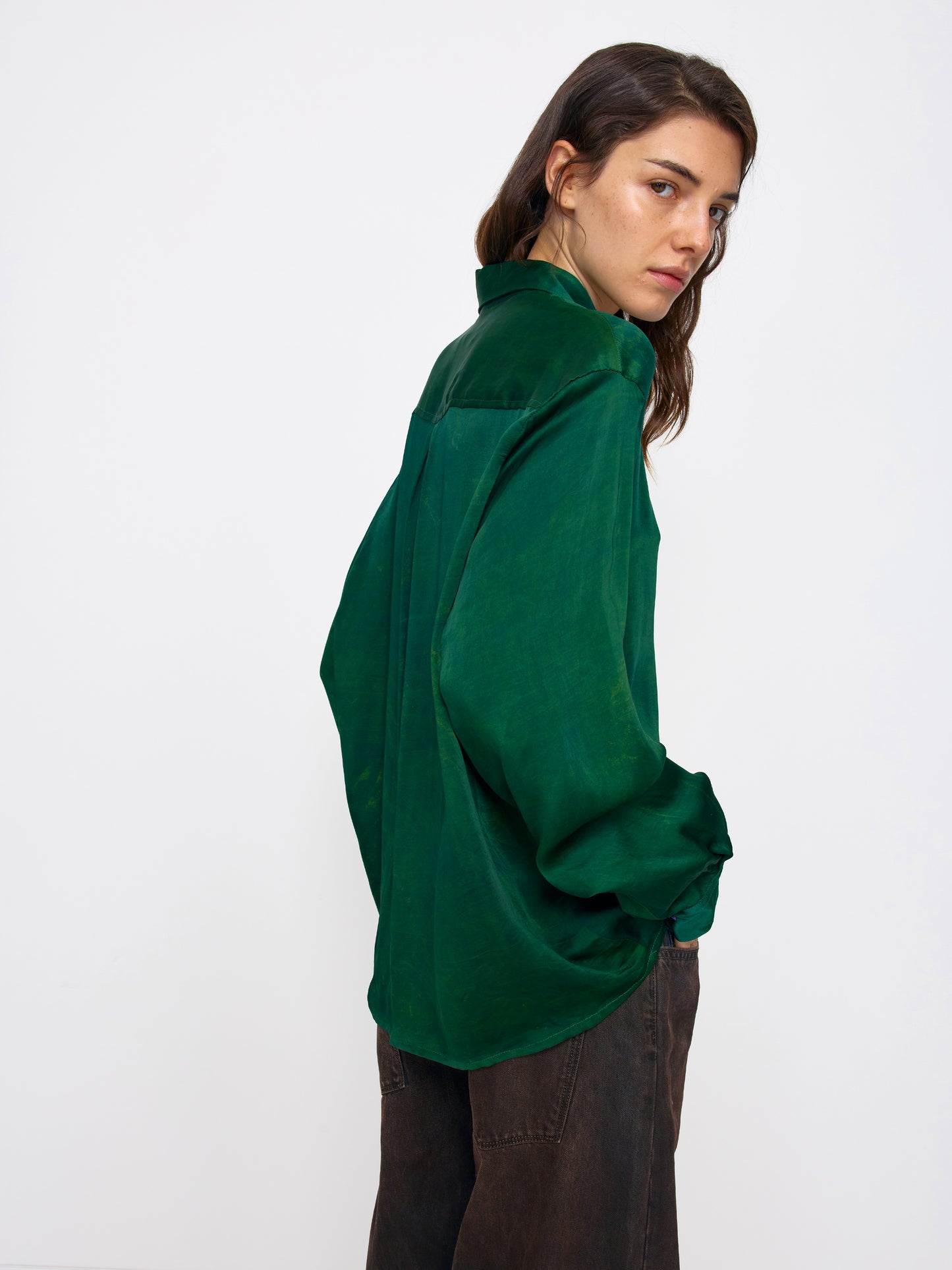 GREEN UNISEX SILK SHIRT