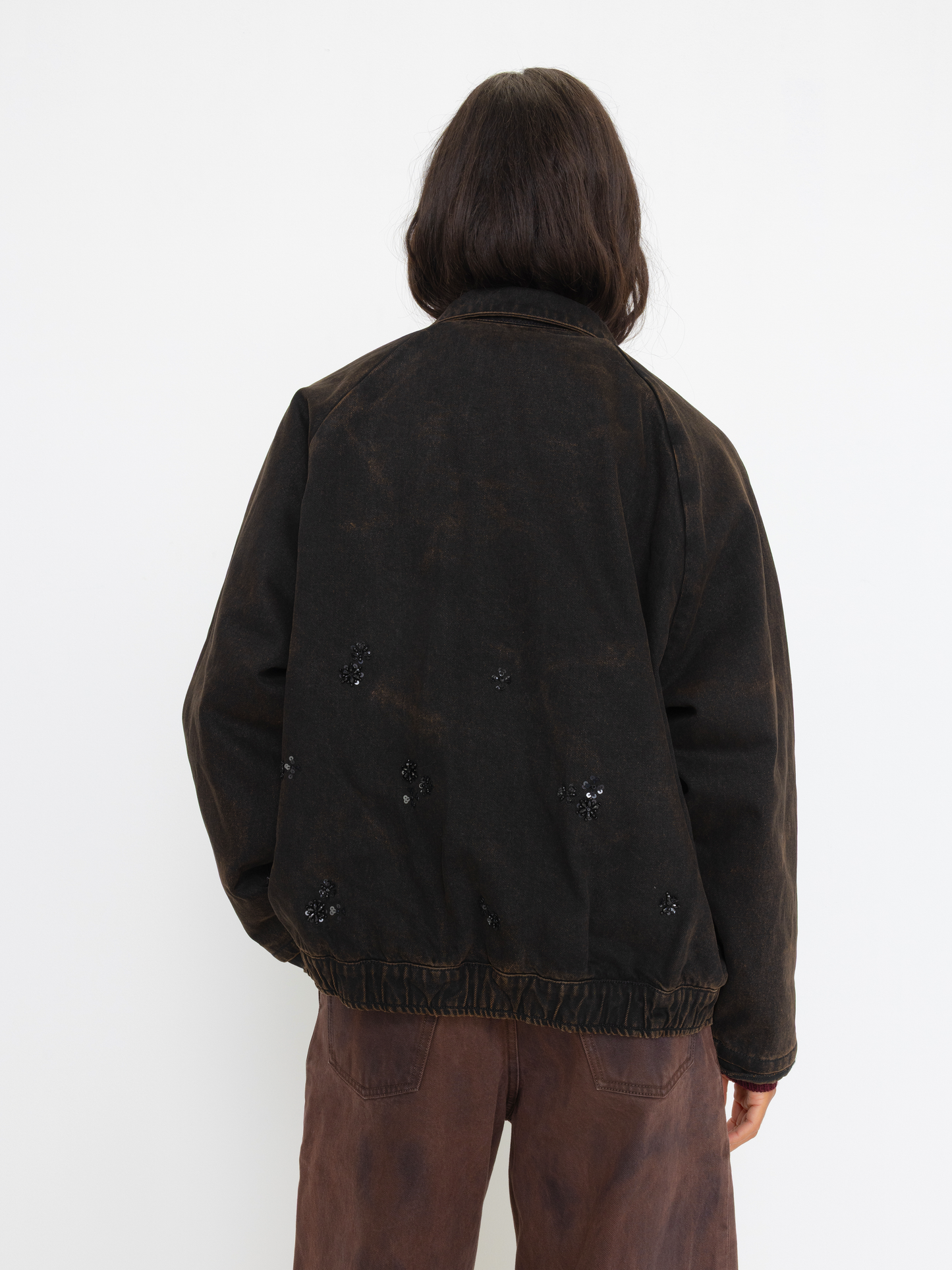 RUSTED BLACK BEADED OVERSIZED UNISEX BOMBER