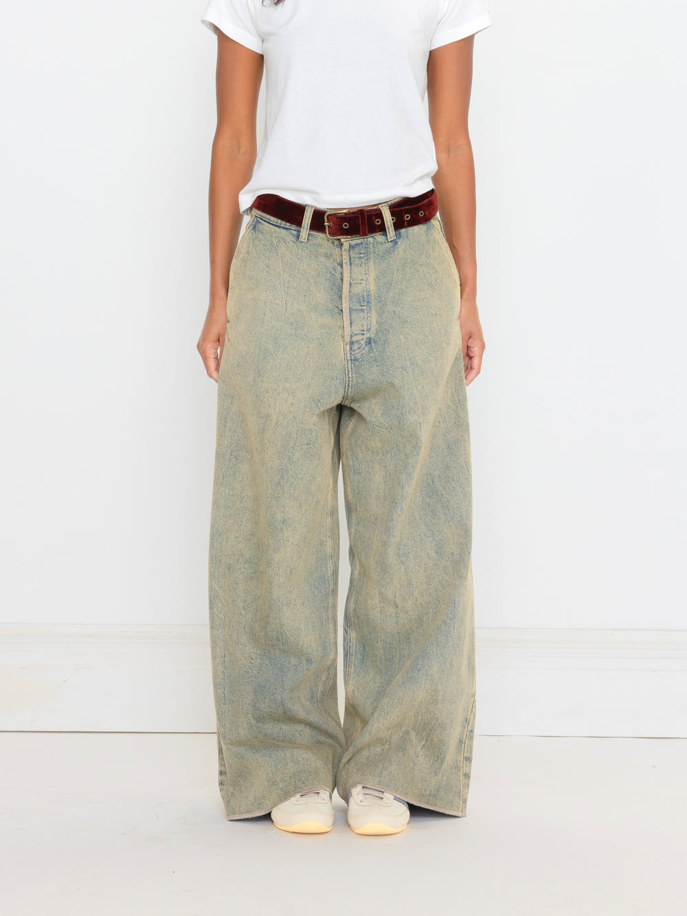 GREEN BAGGY UNISEX OVERDYED JEAN