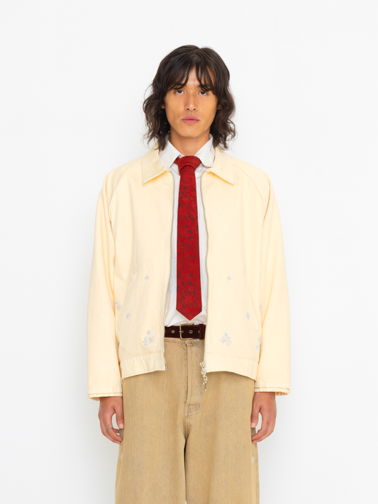 CREAM BEADED OVERSIZED UNISEX BOMBER