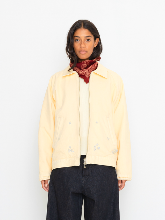 CREAM BEADED OVERSIZED UNISEX BOMBER