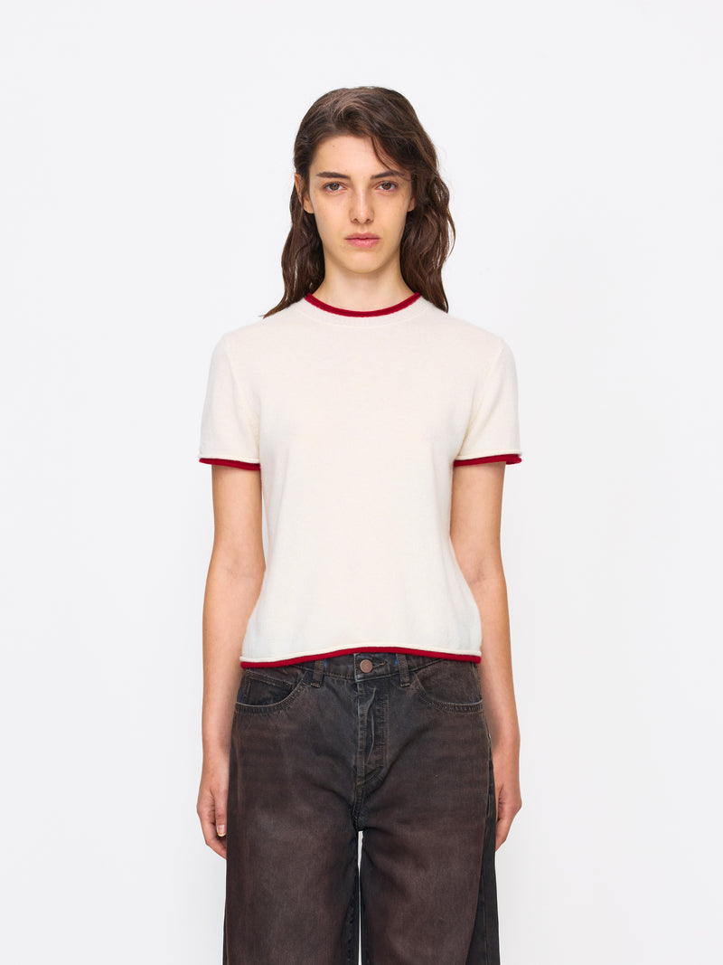 WHITE RED WOMEN'S CASHMERE SHIRT