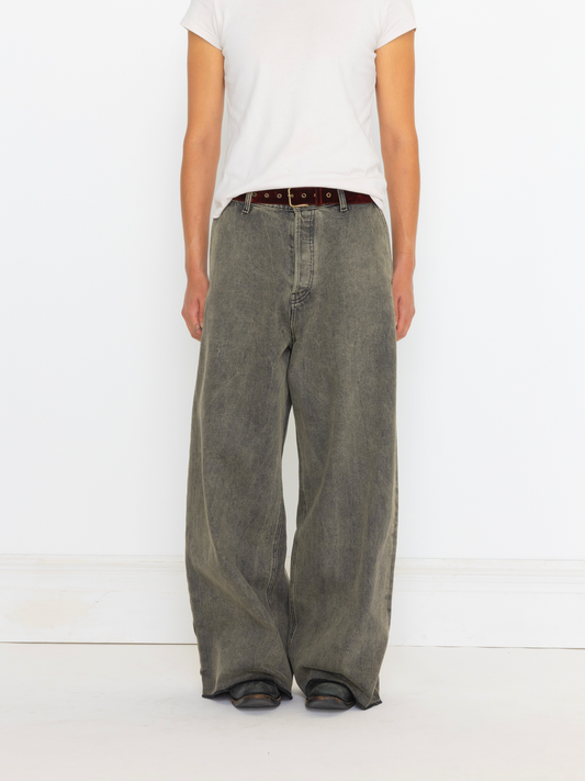 GREY BAGGY UNISEX OVERDYED JEAN