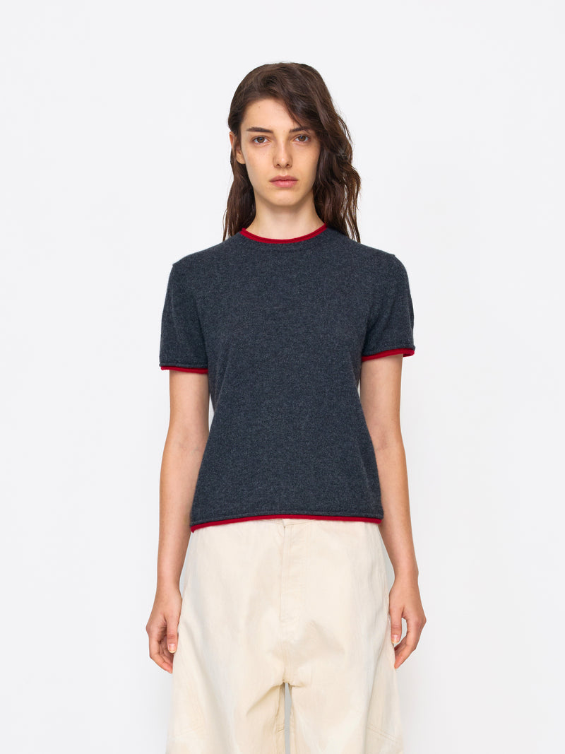 GREY RED WOMEN CASHMERE SHIRT