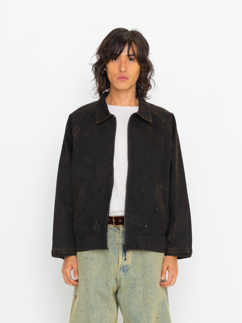 RUSTED BLACK BEADED OVERSIZED UNISEX BOMBER