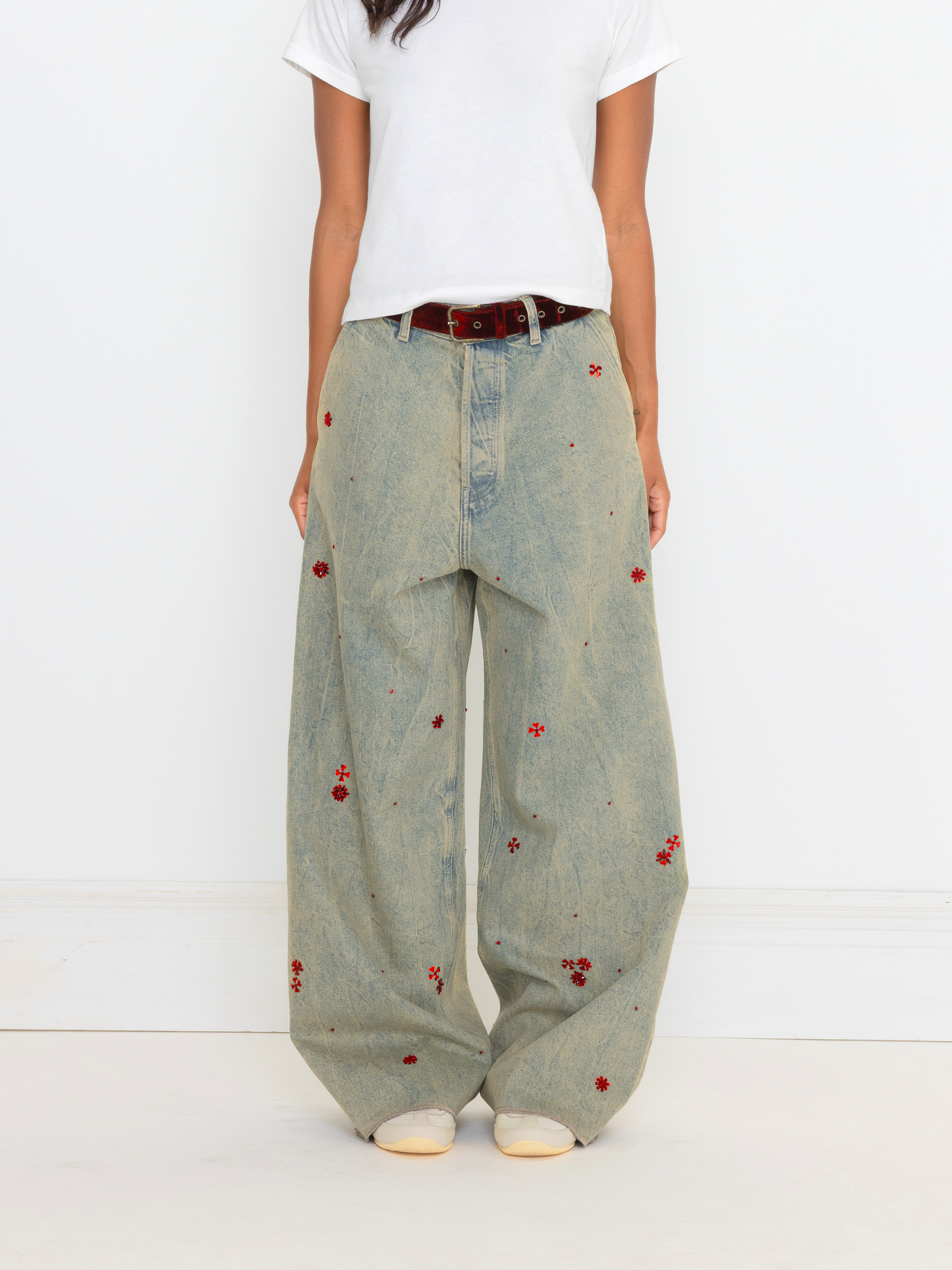 RED HAND BEADED UNISEX JEAN