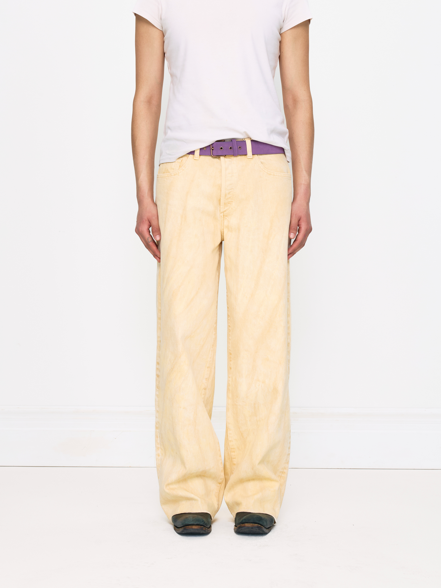 CREAM TIE DYE STRIGHT UNISEX JEAN