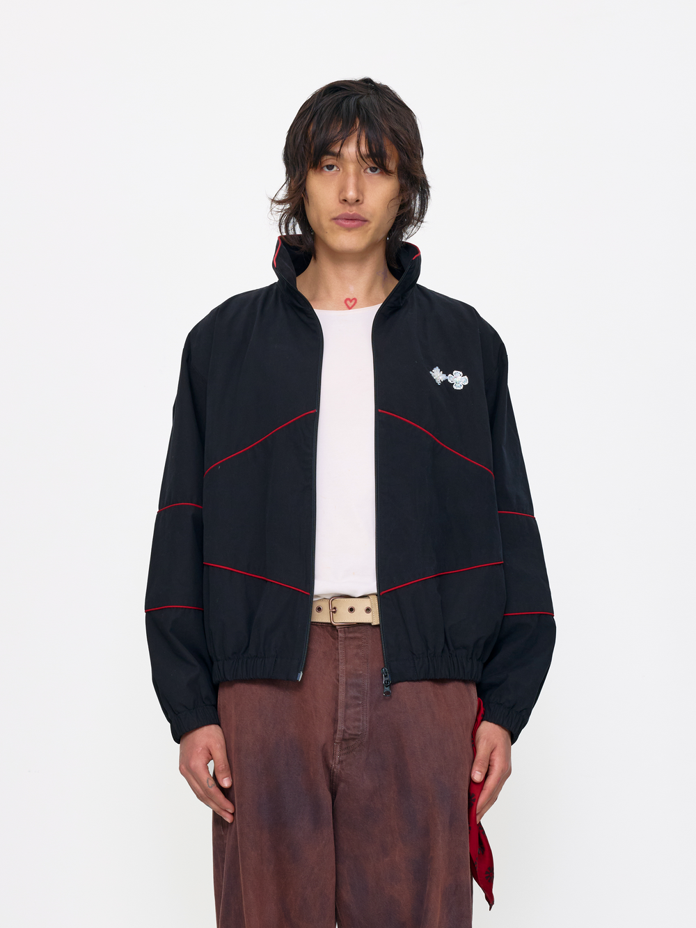 BLACK RED UNISEX FOOTBALL JACKET