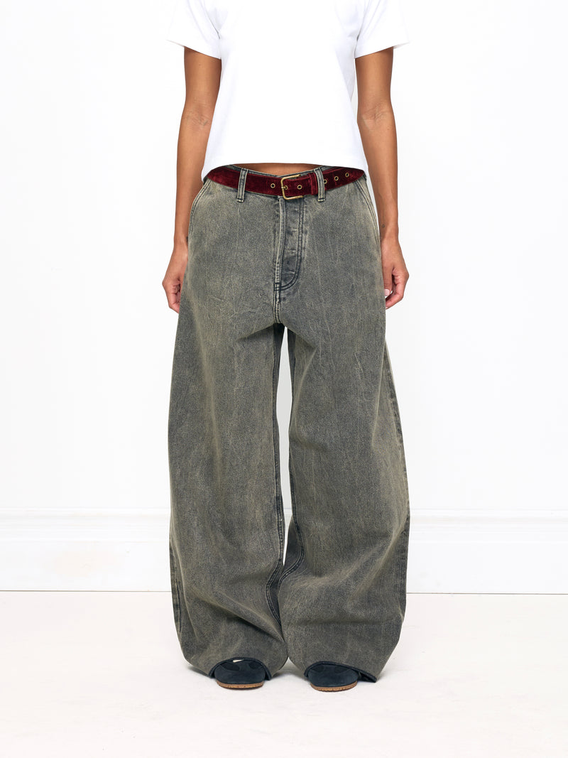 GREY BAGGY UNISEX OVERDYED JEAN