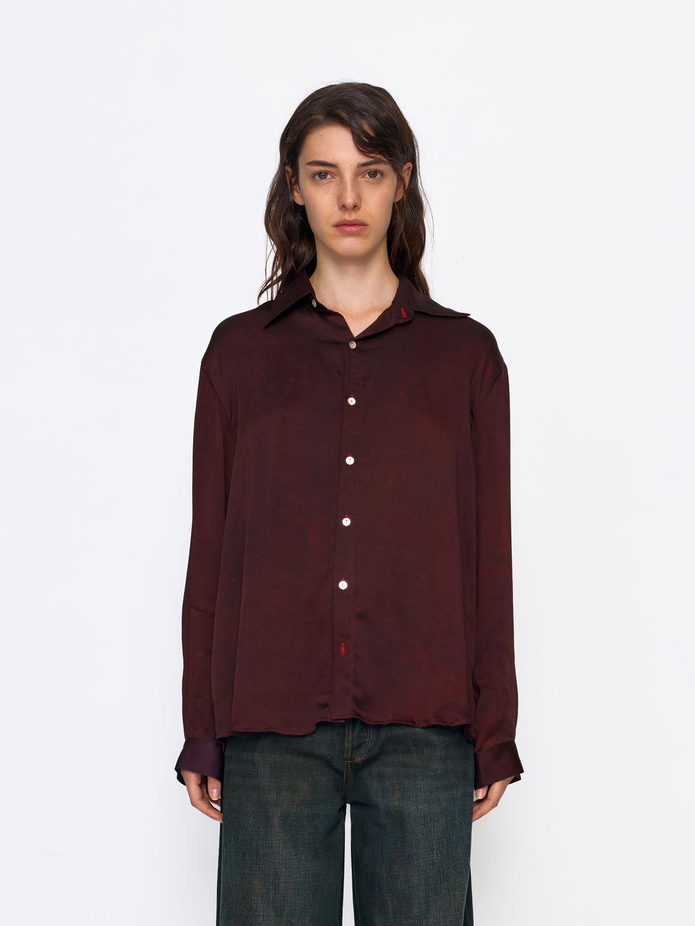MAROON UNISEX SILK SHIRT
