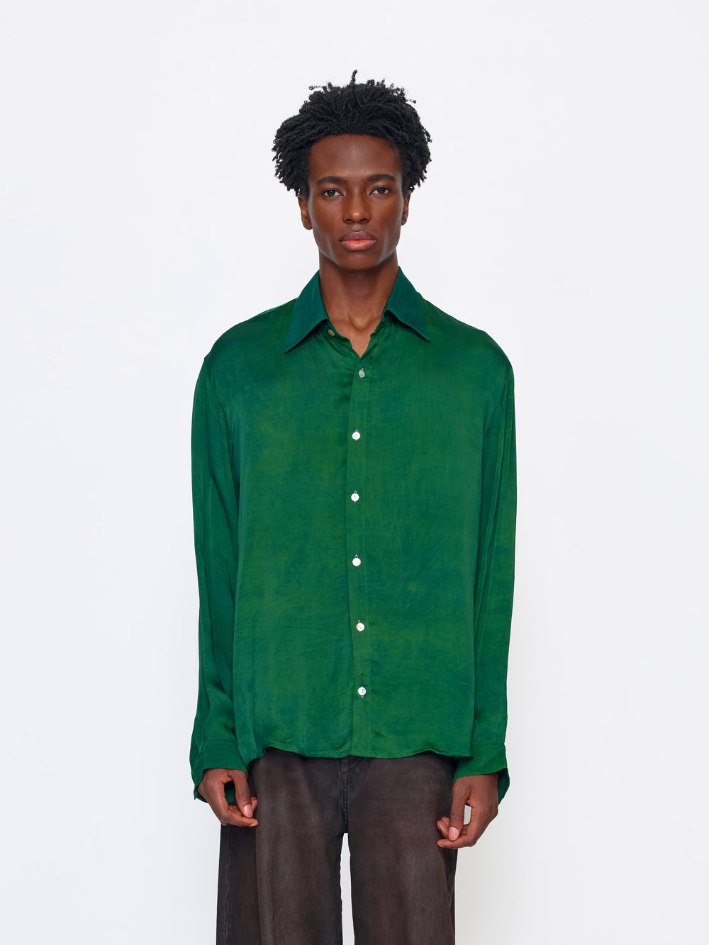 GREEN UNISEX SILK SHIRT