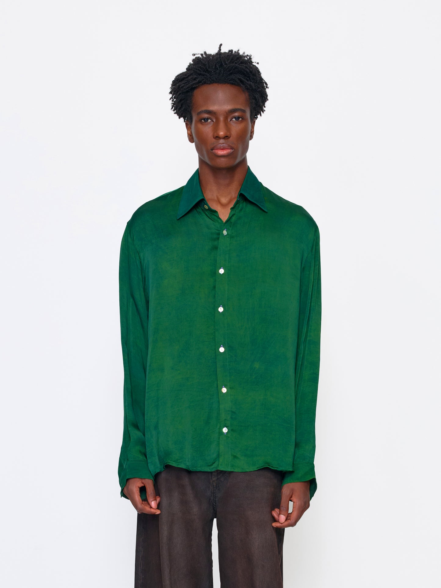 GREEN UNISEX SILK SHIRT
