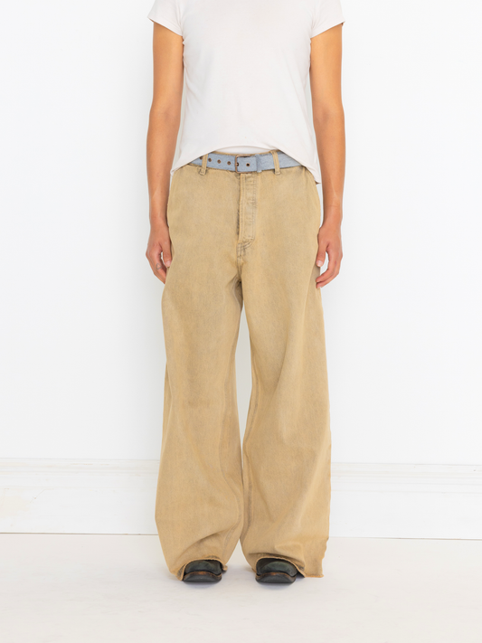 TAN BAGGY UNISEX OVERDYED JEAN