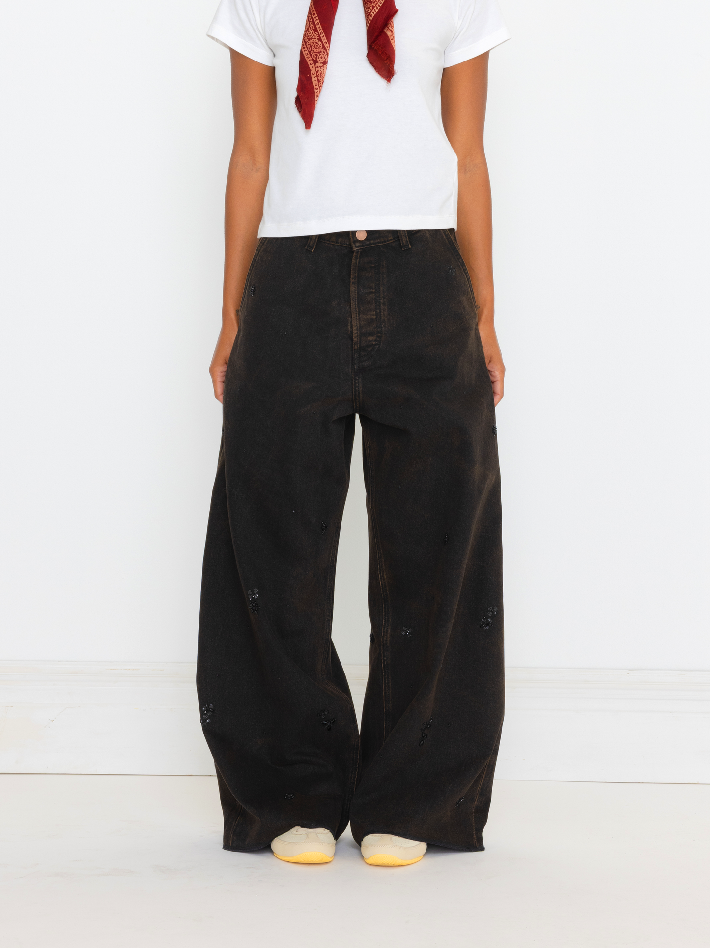 RUSTED BLACK HAND BEADED UNISEX JEAN