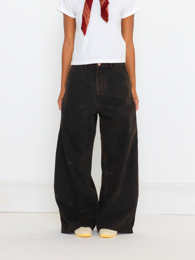 RUSTED BLACK HAND BEADED UNISEX JEAN
