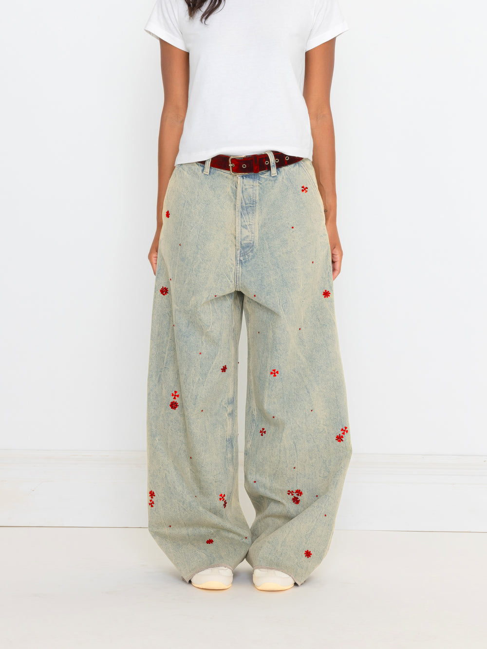 RED HAND BEADED UNISEX JEAN