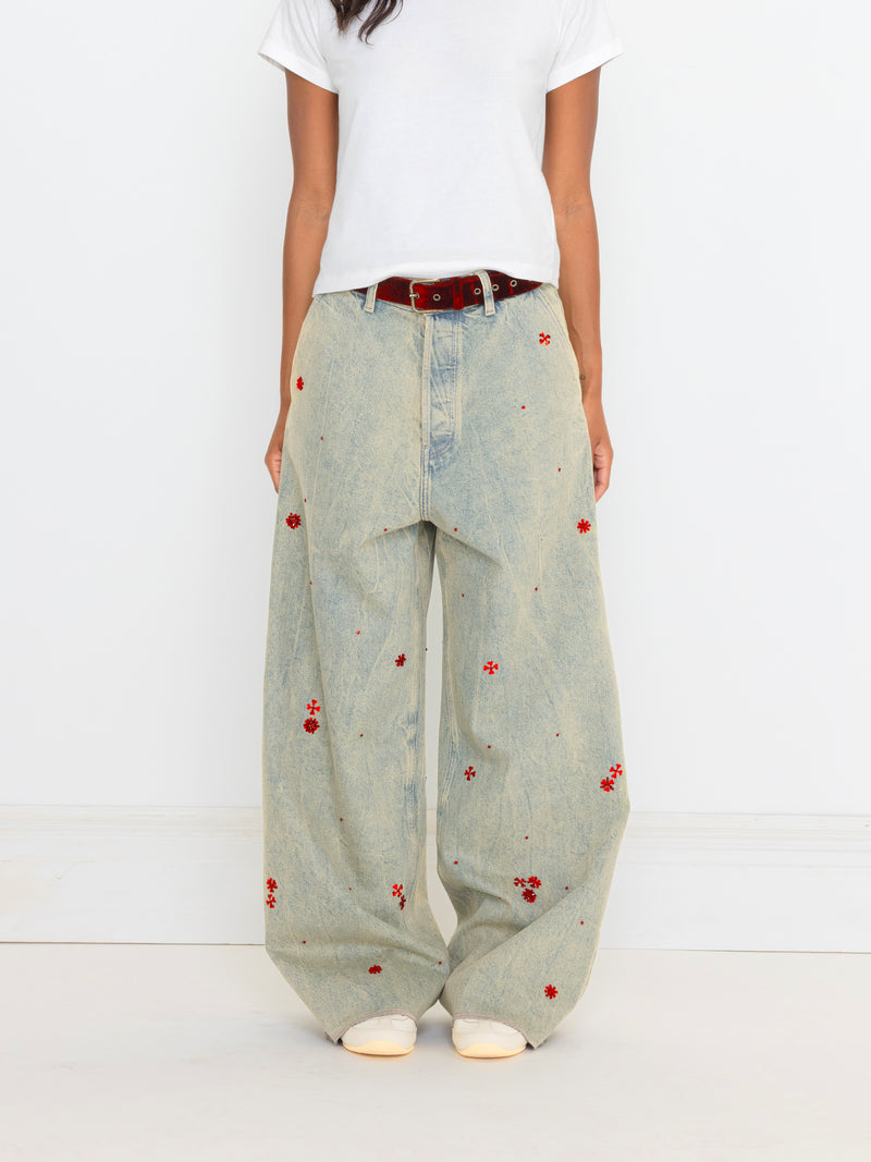 RED HAND BEADED UNISEX JEAN