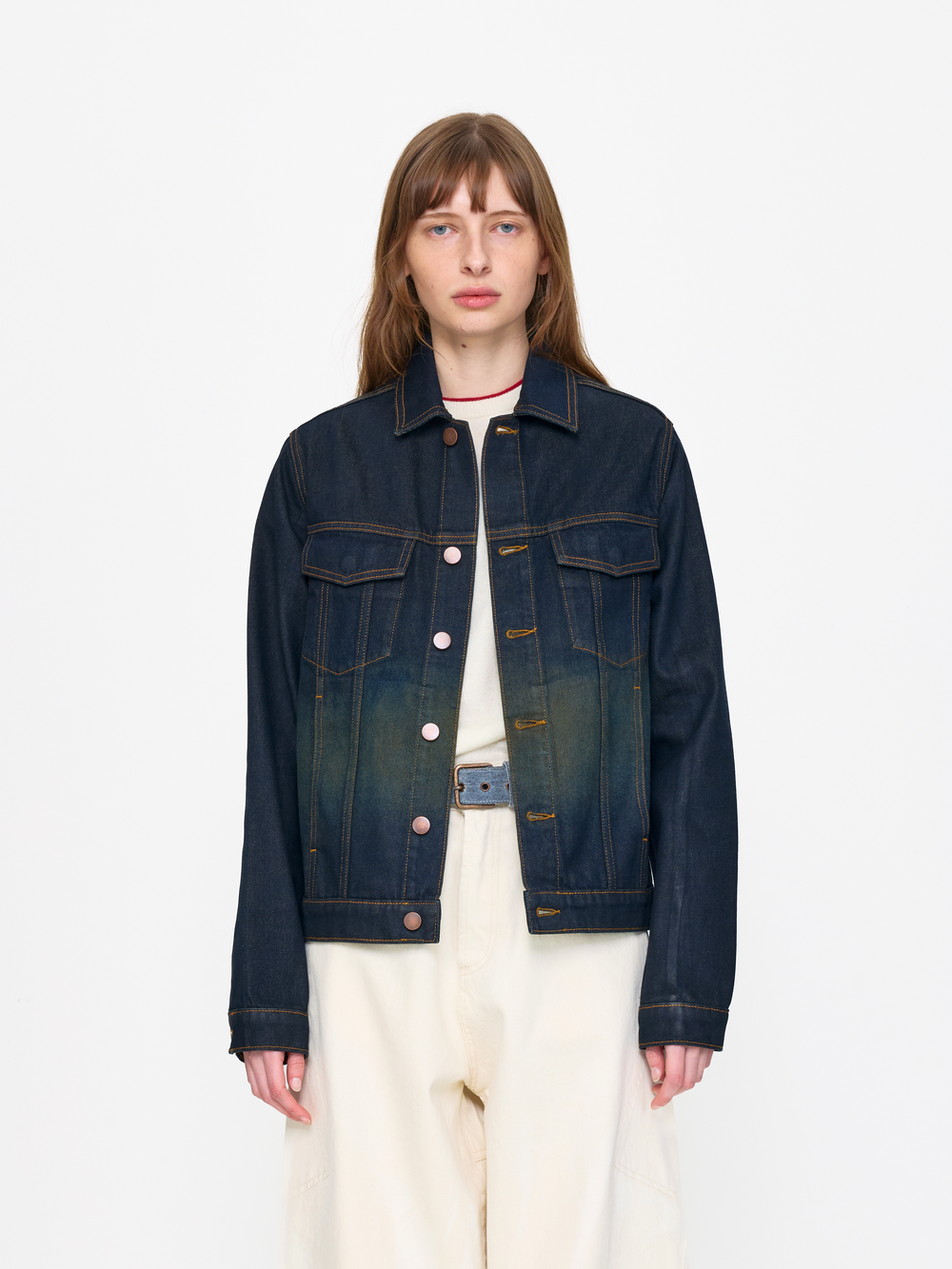 COATED DENIM UNISEX TRUCKER JACKET