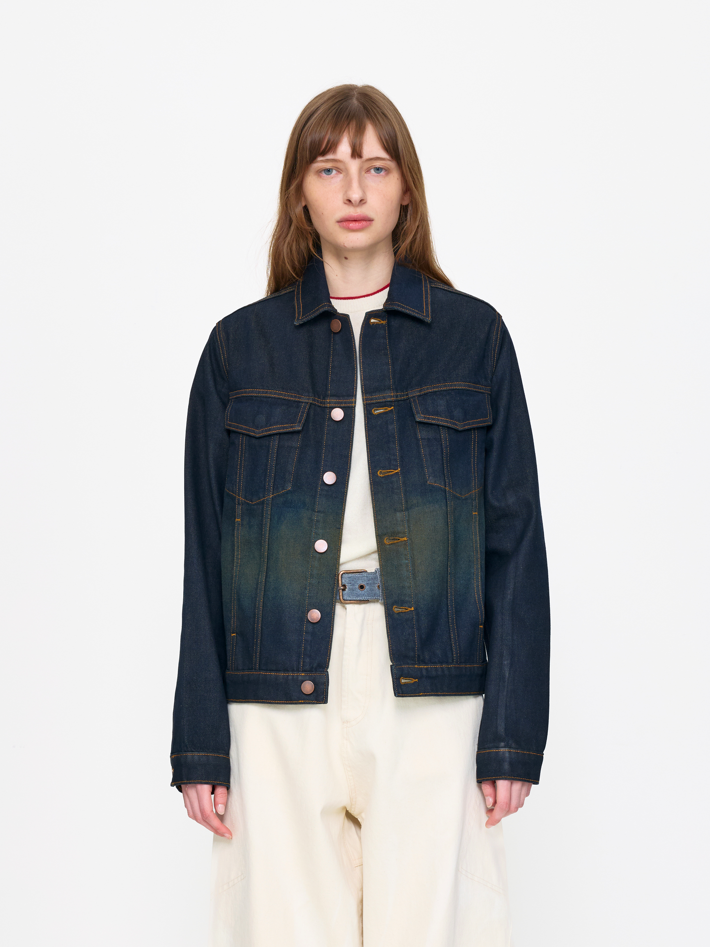 COATED DENIM UNISEX TRUCKER JACKET