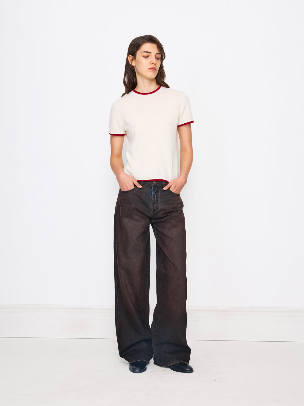 WHITE RED WOMEN'S CASHMERE SHIRT