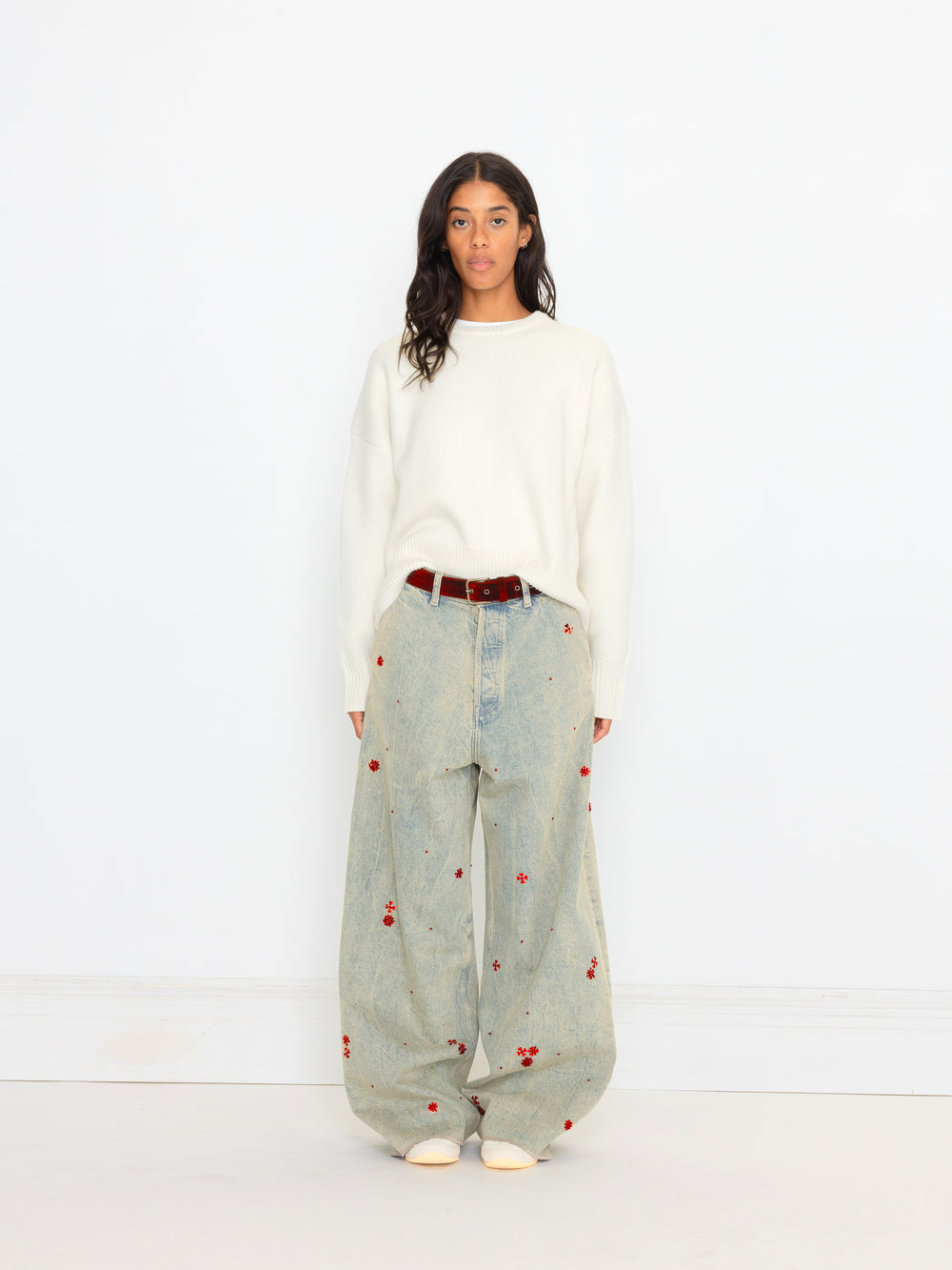 RED HAND BEADED UNISEX JEAN