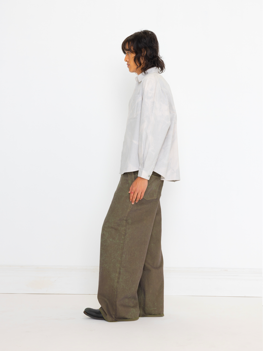 MOSS GREEN BAGGY UNISEX OVERDYED JEAN