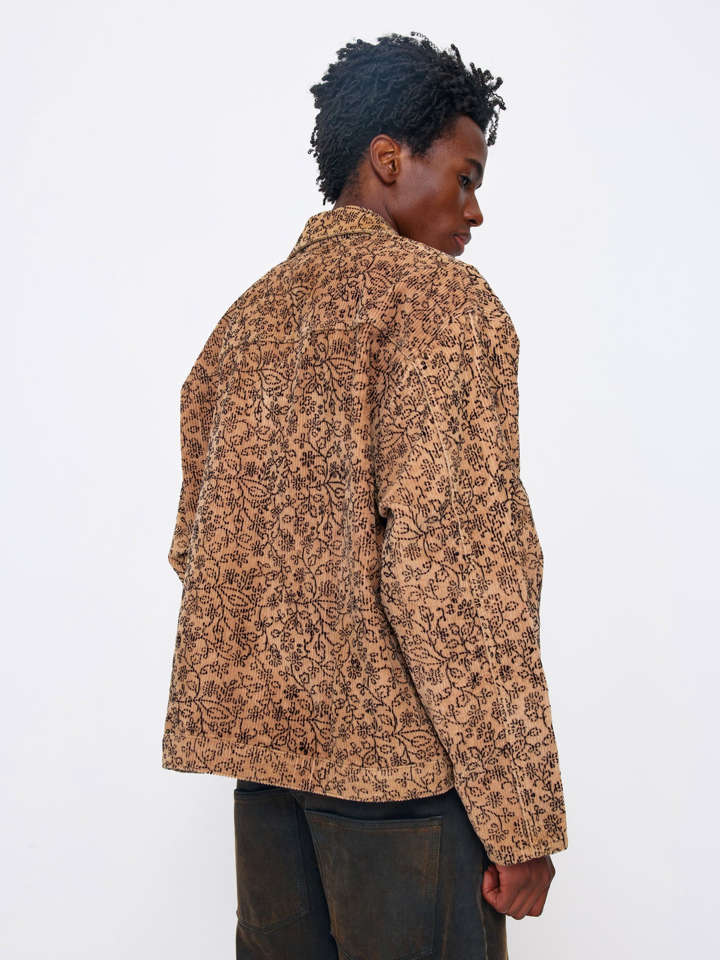 TAN BLACK UNISEX HAND BLOCK PRINT JACKET