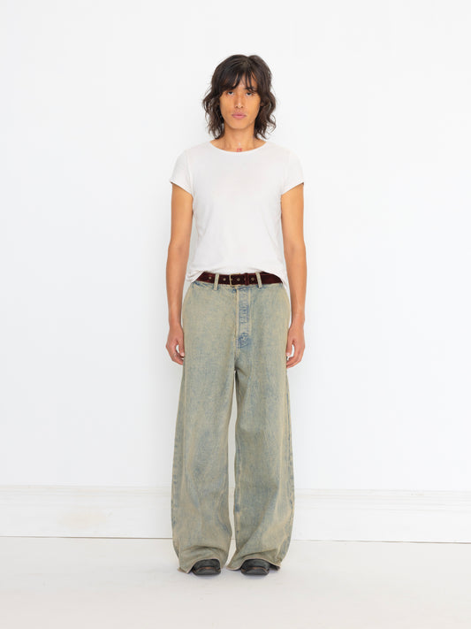 GREEN BAGGY UNISEX OVERDYED JEAN