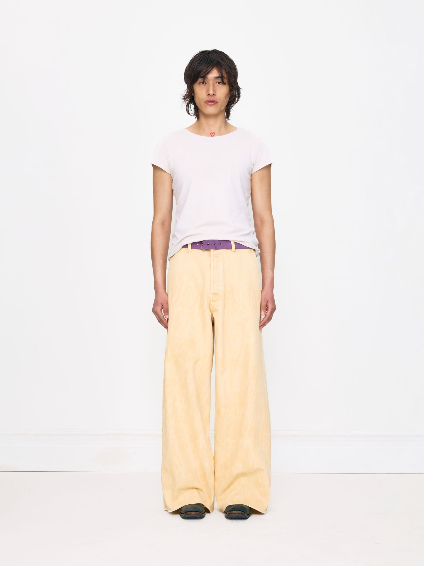 CREAM TIE DYE BAGGY UNISEX JEAN