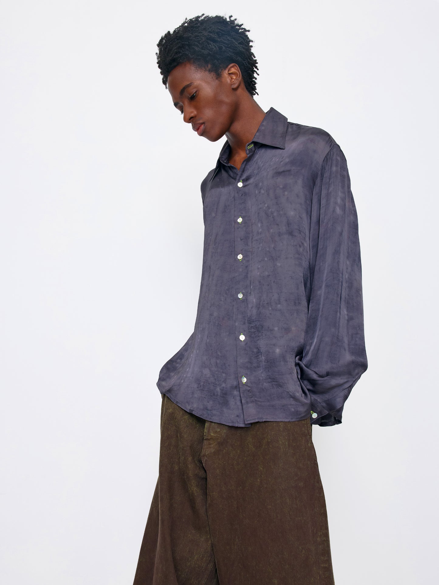 DARK SILVER UNISEX SILK SHIRT